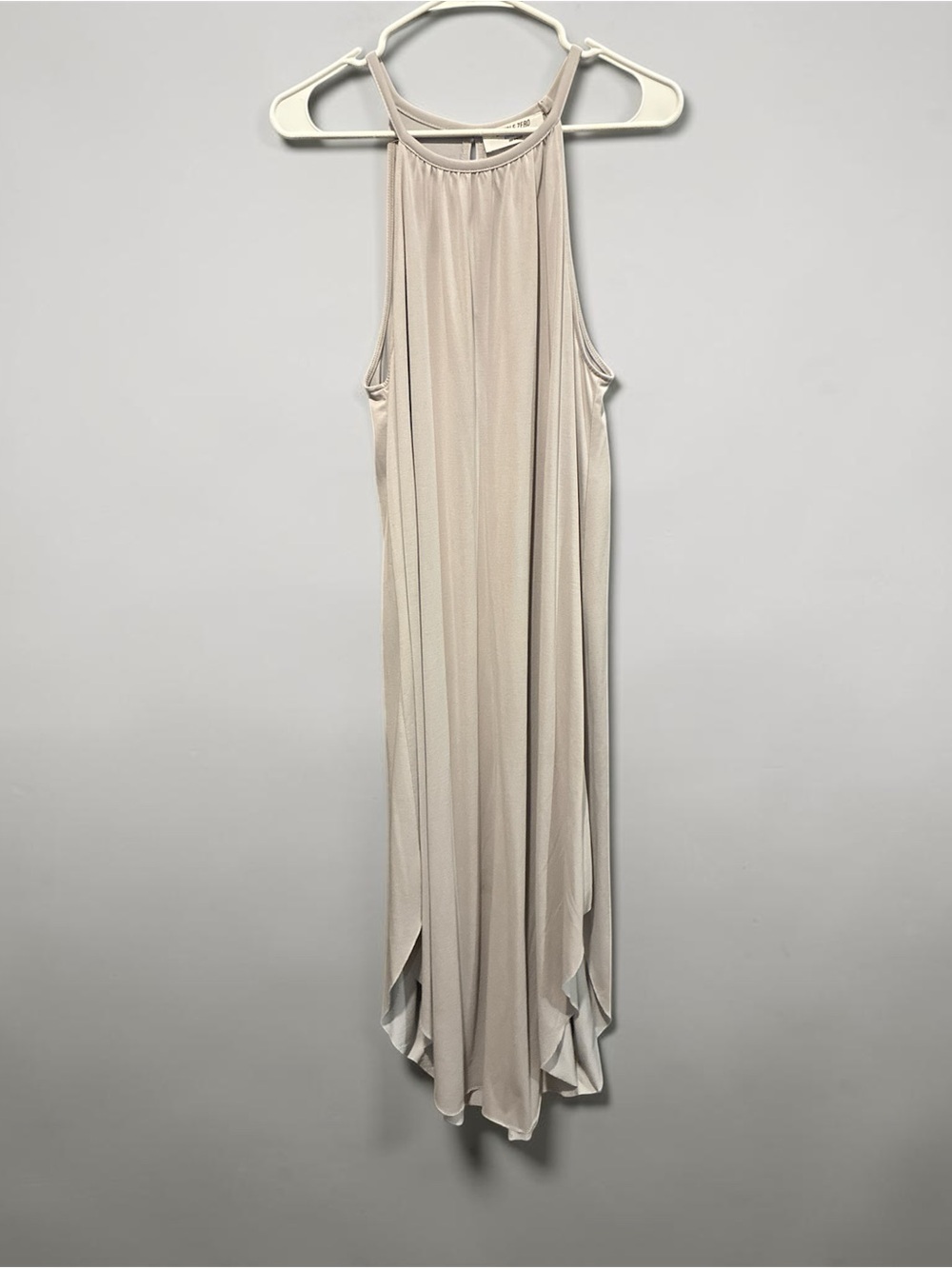Double Zero Sleeveless High-Neck Flowing Maxi Dress in Light Beige